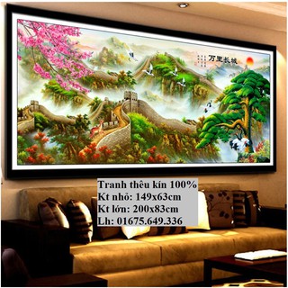 Tranh thêu chữ thập phong cảnh Vạn lý trường thành