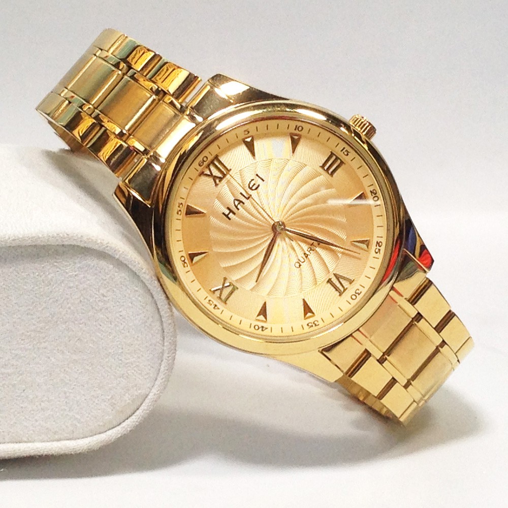 Đồng hồ nam HALEI 66666G (vàng) chống nước dây thép