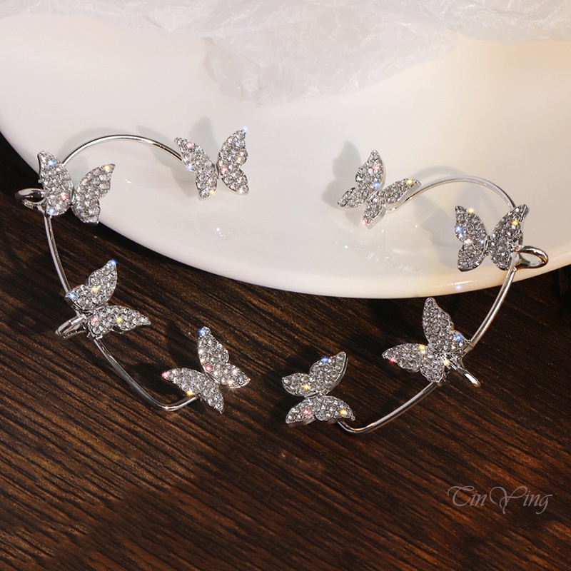 GETNOIVAS 1 Khuyên Tai Hình Bướm Đính Đá Zircon Thời Trang Nữ