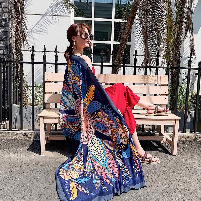 [Khăn Loại 1] Khăn To Quàng Đi Biển Hoạ Tiết Thổ Cẩm Boho Vintage