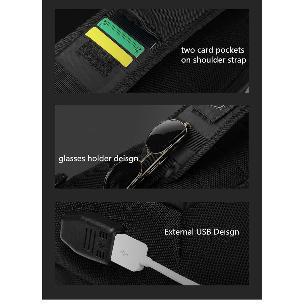 Túi đeo chéo YILIONGDAQI chống trộm có cổng sạc USB thời trang dành cho nam