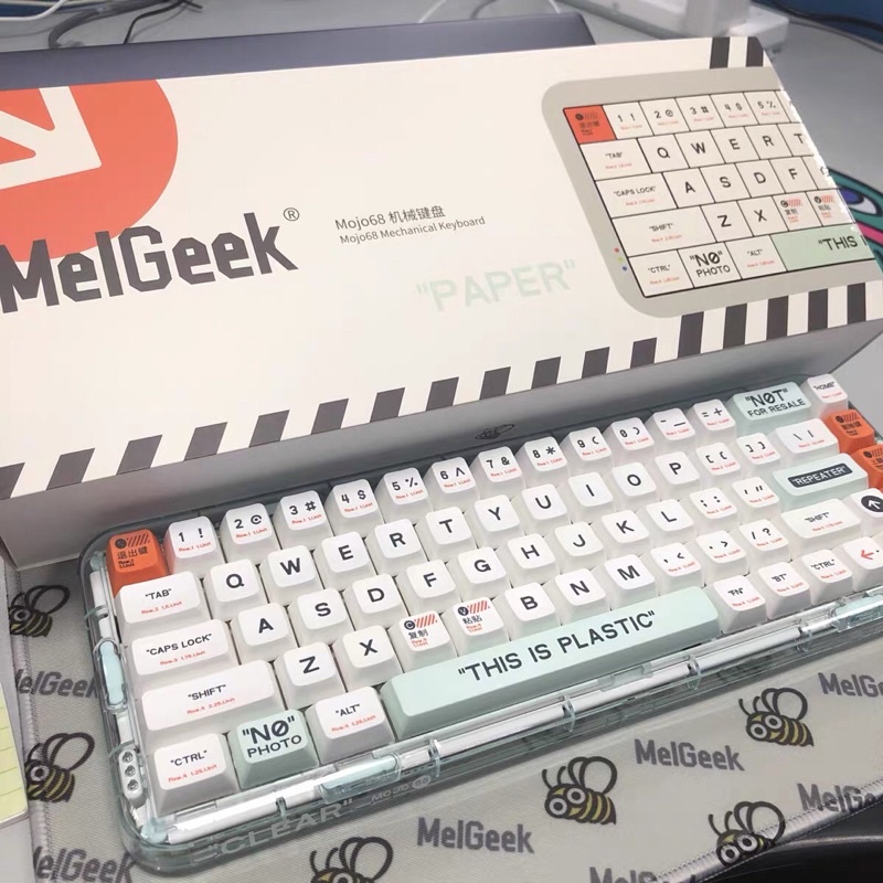 Bàn phím cơ không dây bluetooth, 2.4G Mojo 68 Plastic MelGeek chính hãng LED RGB có thể hotswap thay switch