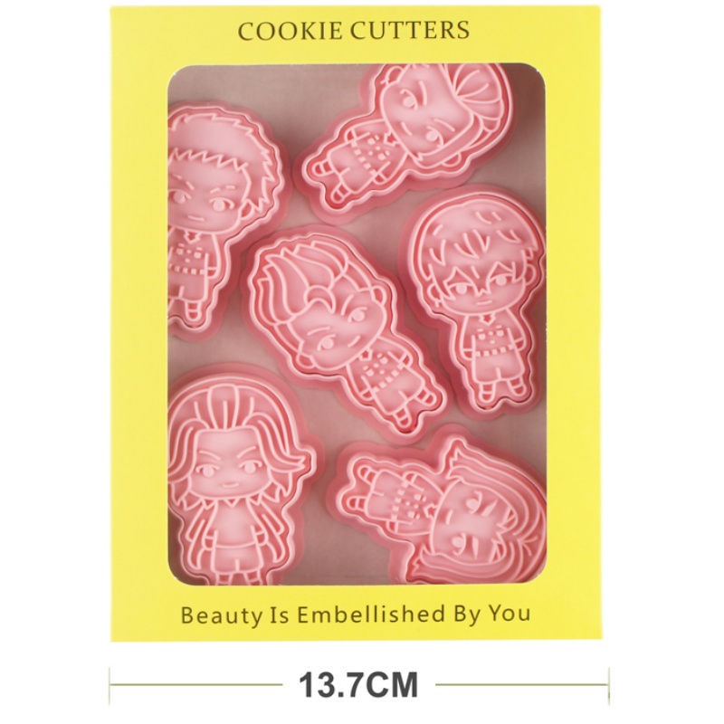 Bộ 6 cái khuôn làm bánh quy trang trí hình anime 3D