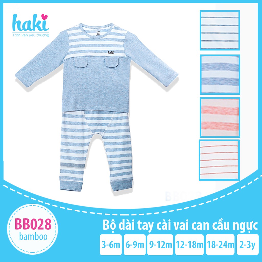 Bộ quần áo dài tay cài vai can cầu ngực cho bé BB028 - set mặc nhà chất liệu Bamboo siêu mềm mịn HAKI