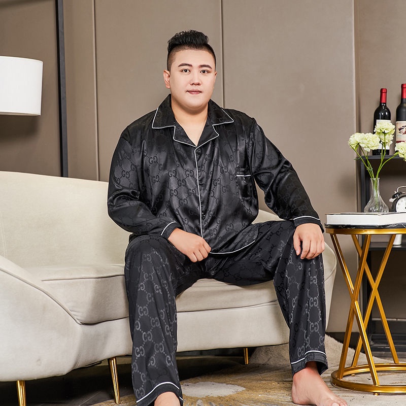 Bộ Đồ Ngủ Vải Lụa Lạnh Dáng Rộng Plus Size Cho Nam