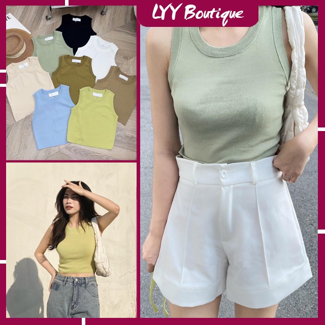 Áo ba lỗ sát nách ôm body chất len mịn Quảng Châu dáng trơn 8 màu LYY BOUTIQUE