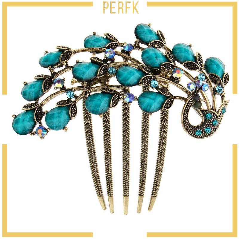 Lược Cài Tóc Hình Con Công Đính Đá Nhân Tạo Thời Trang