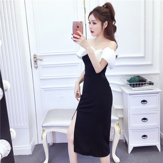váy bèo hở vai xẻ đùi