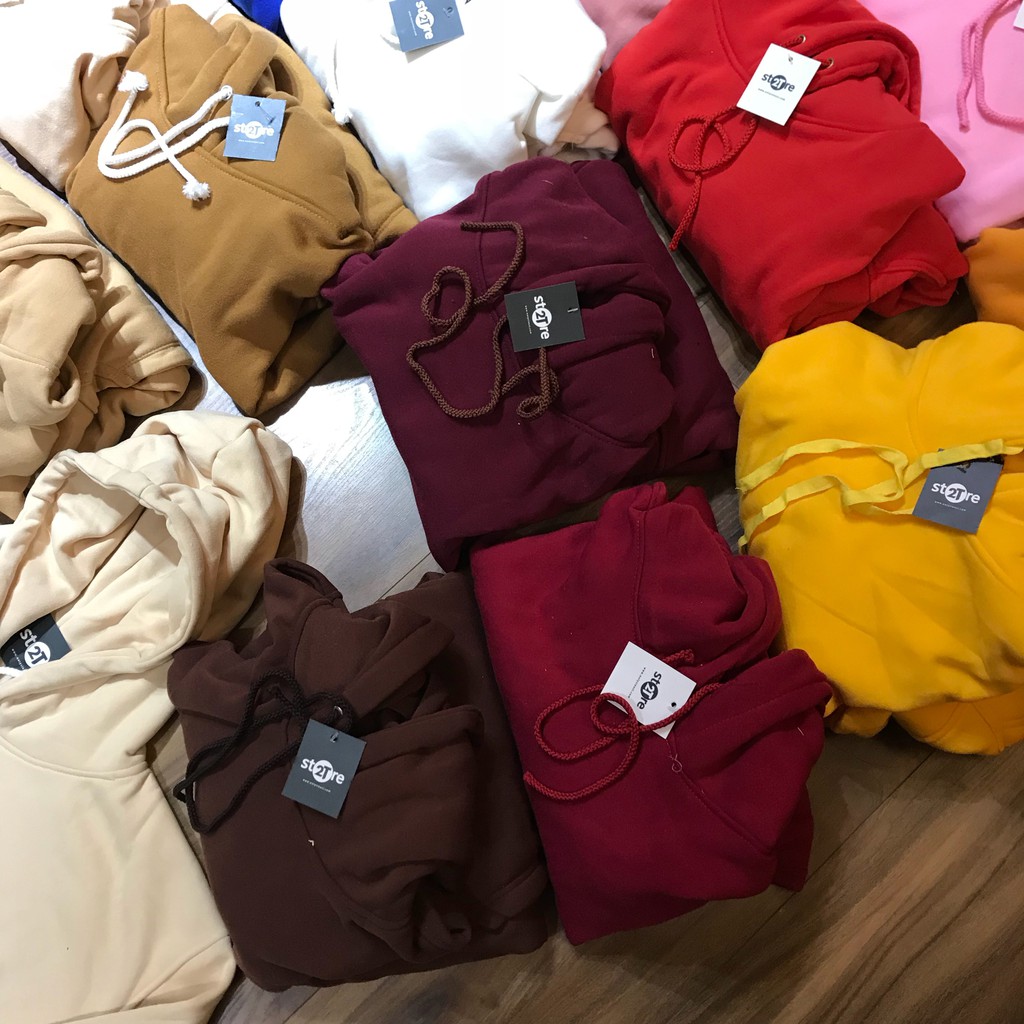 Áo hoodie unisex 2T Store 3 gam màu đỏ hot nhất - Áo khoác nỉ chui đầu nón 2 lớp dày dặn chất lượng đẹp