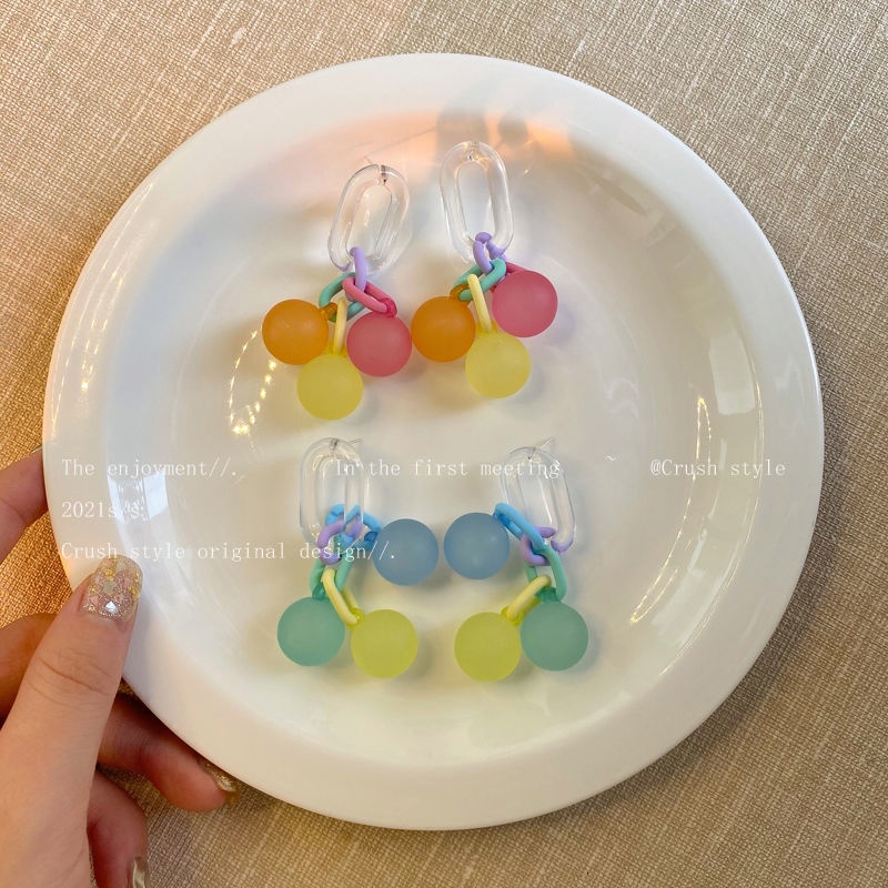 Đôi bông tai bằng Acrylic màu sắc tương phản đơn giản thời trang cho nữ