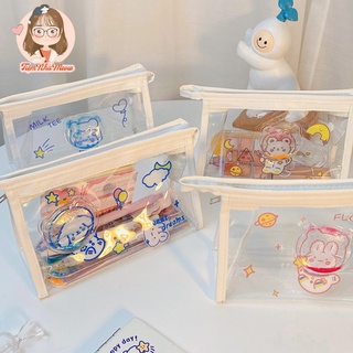 🌸Túi PVC Trong Suốt Đựng Bút/Mỹ Phẩm Đa Năng,viền màu pastel xinh xắn🌸