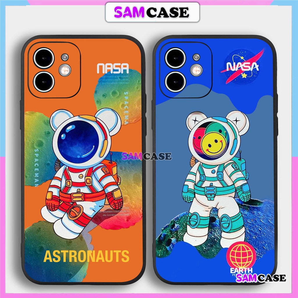 Ốp lưng iPhone Phi hành gia Cute cạnh viền vuông silicon mềm dẻo cho iphone 6/6s/7/8/X/XS/XR/11/12/13/14 Pro Plus Max