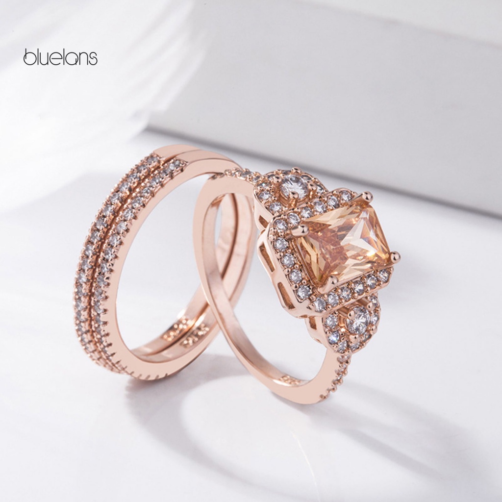 Bộ 2 Nhẫn Đính Kim Cương Nhân Tạo Lấp Lánh