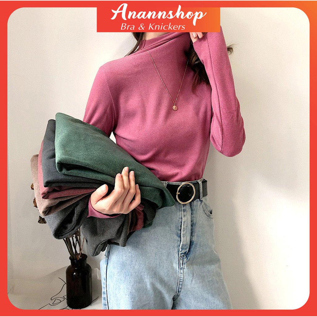 Áo Giữ Nhiệt Nữ FREESHIP Áo Len Giữ Nhiệt Cổ 3 Phân MOTIE Co Dãn Tốt Hàng Đẹp, Túi Zip Vàng Hot Hit