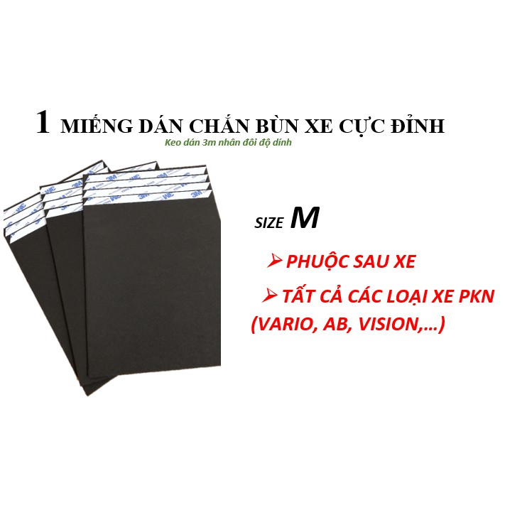 3 Miếng dán che chắn bùn xe ( loại keo 3M NHÂN ĐÔI độ dính)