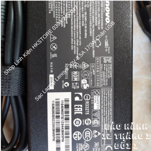 Sạc Laptop Lenovo 20V-8.5A 170W chân USB dùng cho T440P T540P W540 Y50-70 P50 yoga11 yoga13 E531 S210 S500 U330 U430