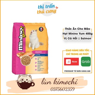 [Mới] Thức ăn cho mèo Minino Yum Salmon Vị Cá Hồi 350gr/gói | Hạt Cho Mèo Minino