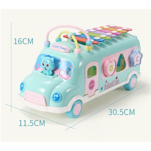ĐỒ CHƠI XE BUS THẢ HÌNH KHỐI KÈM ĐÀN PIANO CHO BÉ