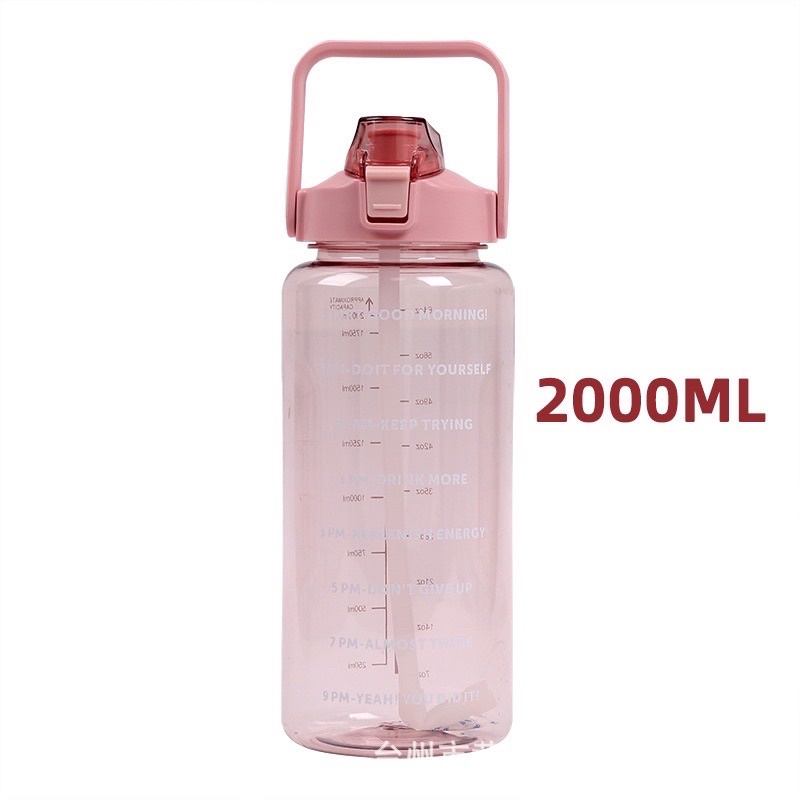 Bình đựng nước 2L,bình nước cute tập GYM,đi học dễ thương có vạch báo giờ uống nước