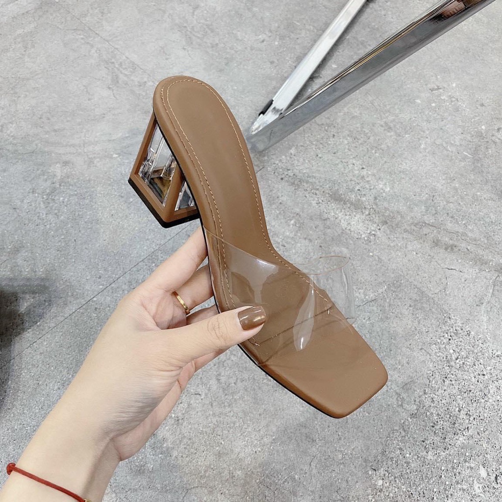 Giày Cao Gót Nữ quai trong gót Mika Trong 7P DÉP NỮ QUAI TRONG 7CM Giày Bánh Bèo mã Mika4canh