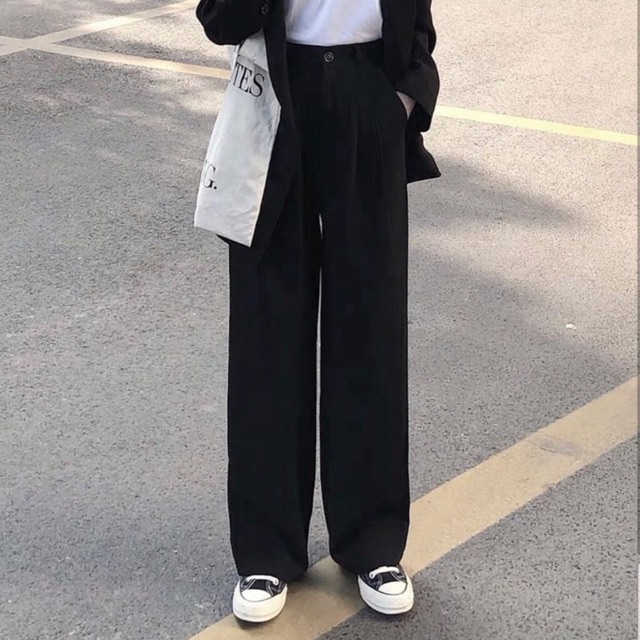 Quần Tây Đen Ống Rộng/Simple Pants ❤️/Freeship 99k ❤️