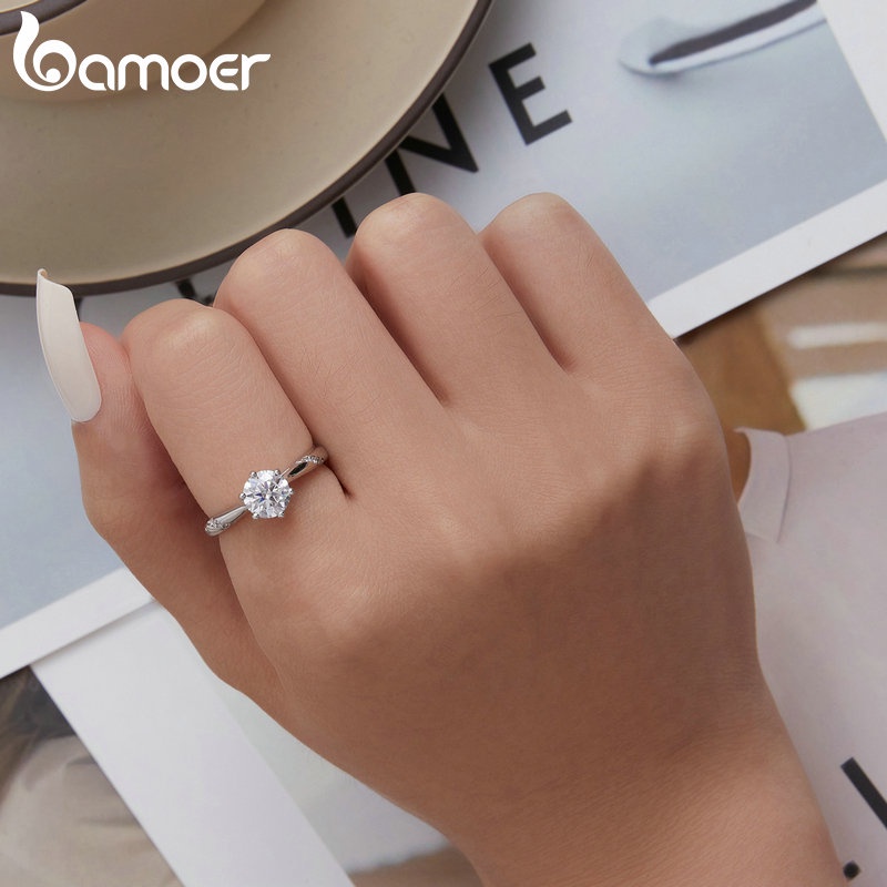Nhẫn Bamoer Moissanite BạC 925 0.65 ThờI Trang Cho Nữ