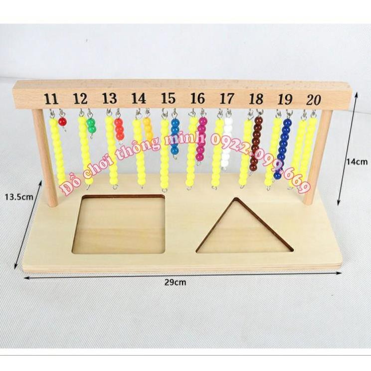 Giáo Cụ Montessori - 2 Khung Treo Hạt Cườm 1-20 (MA18) - Hàng Đẹp Bản Chuẩn