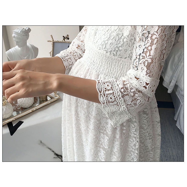💃💃 Đầm bầu thiết kế xinh xắn 🤰🏻🤰🏻 Đầm Maxi tay dài phối ren hoa thiết kế hợp thời trang cho phụ nữ mang thai size M-XXL