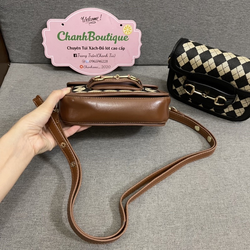 Túi đeo chéo túi trần trám pha màu mới 18cm