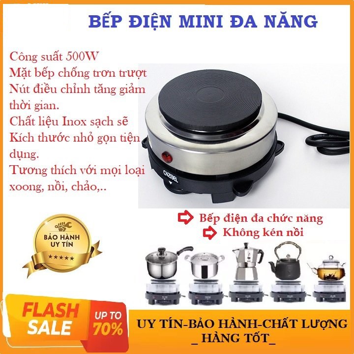 BẾP ĐIỆN MINI 500W không kén nồi model CNZIDEL, Dùng Pha Cafe, Trà Các Loại......