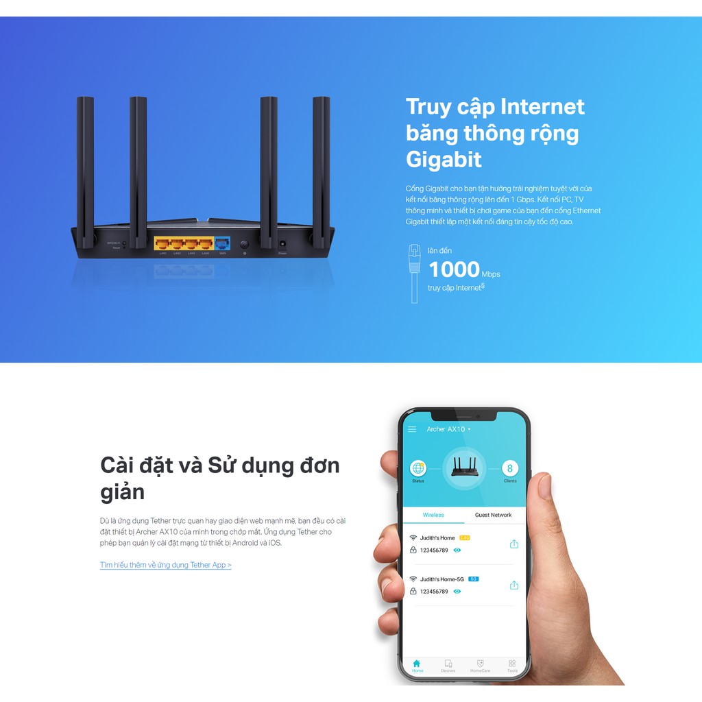 [Nhập PSHTAX10 giảm 20K] Bộ Phát Wifi 6 Băng Tần Kép AX1500 TP-Link Archer AX10 - Hàng Chính Hãng | BigBuy360 - bigbuy360.vn