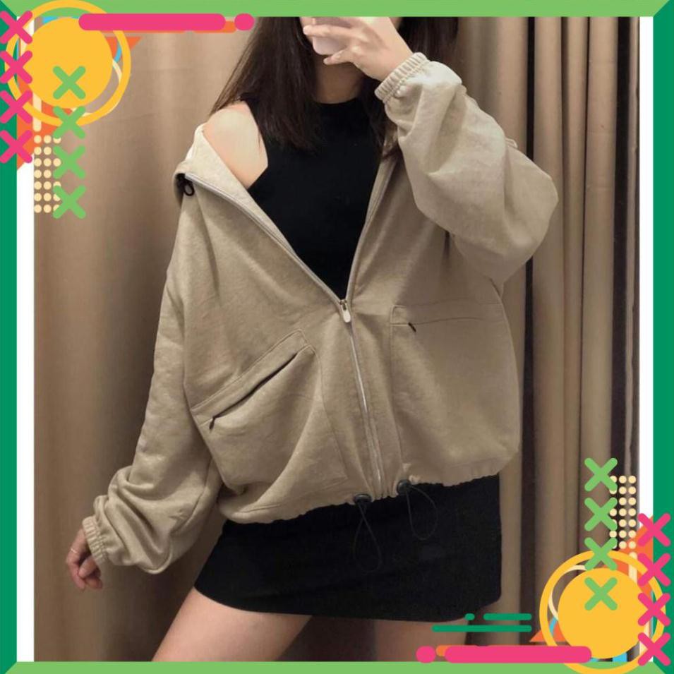 [Lên đồ là Sang] Áo khoác Thun Nỉ Trơn Túi Hộp Có Khóa Kéo | BigBuy360 - bigbuy360.vn