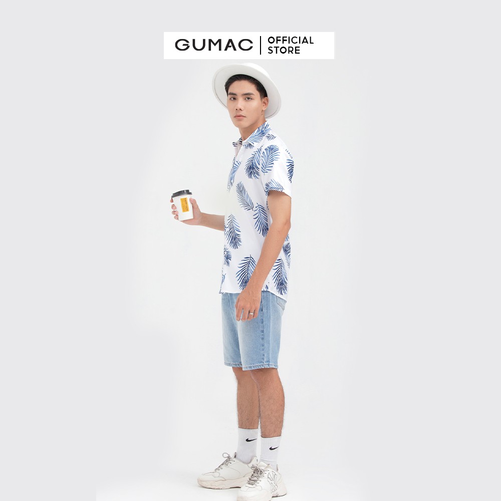 [Mã WABRGD12 giảm 10% đơn 250K] Áo sơ mi nam tay ngắn in lá cọ GUMAC ANB6111 | BigBuy360 - bigbuy360.vn