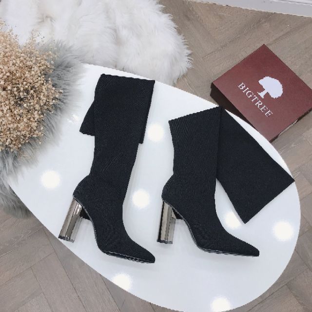 Bốt đùi chất len gót tráng gương cao cấp (9cm)-chính hãng bigtree, hàng có sẵn kèm ảnh thật | BigBuy360 - bigbuy360.vn
