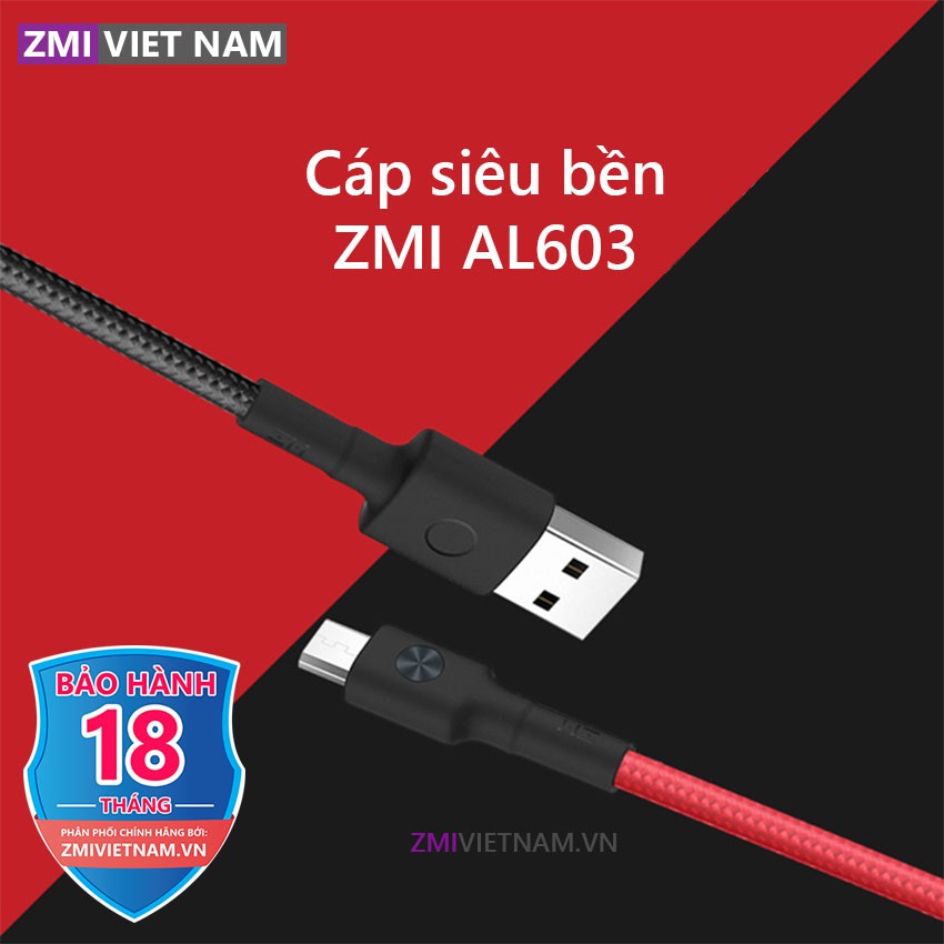 Dây Cáp Micro USB ZMI AL603 Bọc Vải Dù Siêu Bền Dài 1m | Bảo Hành 18 Tháng