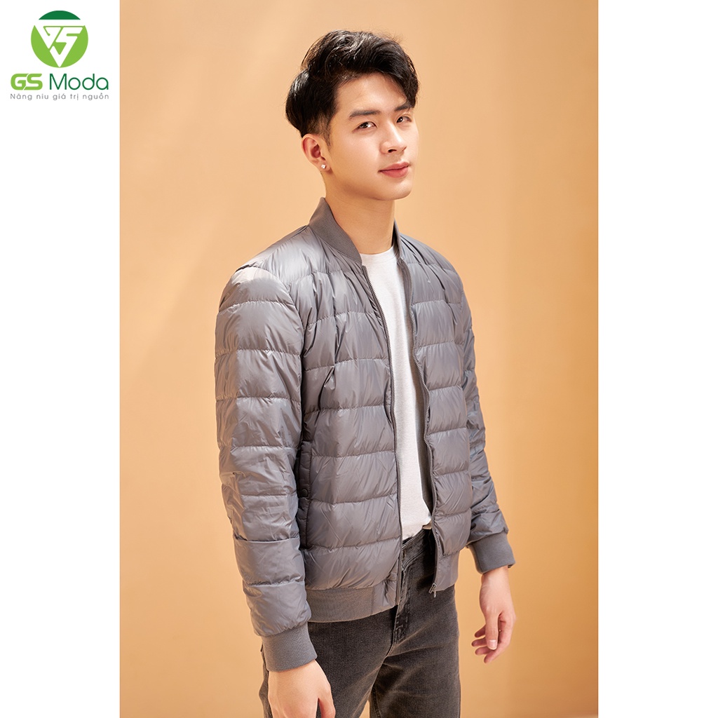 Áo khoác lông vũ nam 3 lớp dáng bomber GS Moda, thân chần ngang, siêu nhẹ, siêu ấm 2122010M
