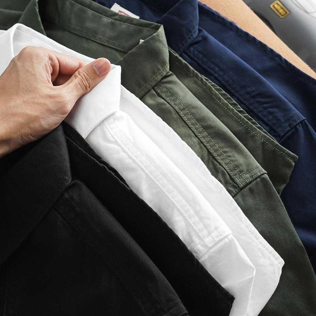 Áo sơ mi tay ngắn, sơ mi nam tay ngắn chất vải mềm mịn sang trọng thanh lịch màu xanh navy, trắng - Basichouse