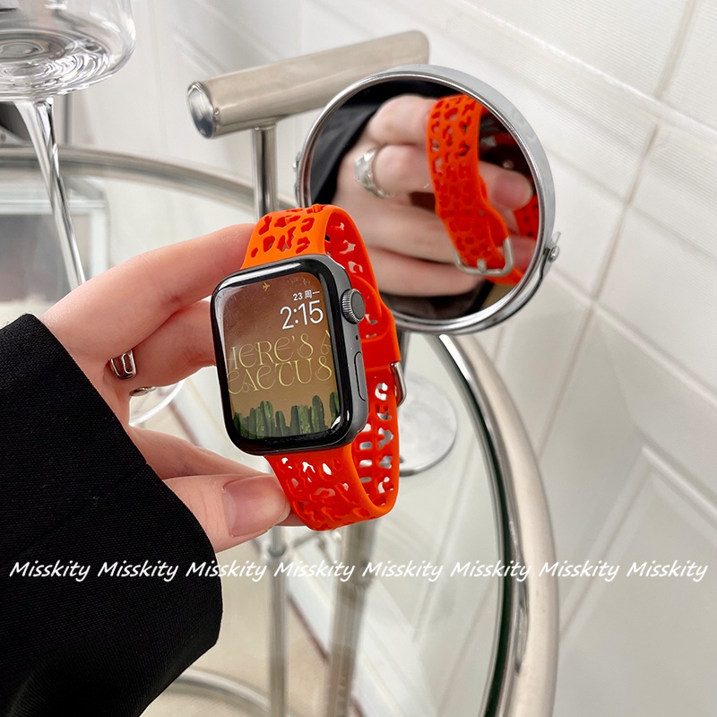 Dây Silicone HọA TiếT Da BáO Cho ĐồNg Hồ IWatch 7 6 5 4 3 2 1 SE 41mm 45mm 44 Mm 40mm