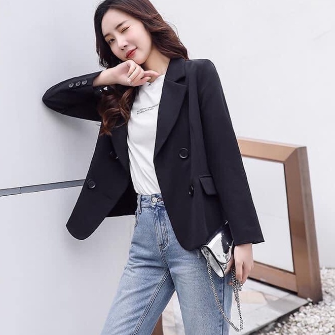 Áo Blazer Hai Lớp Dài Tay Phong Cách Công Sở