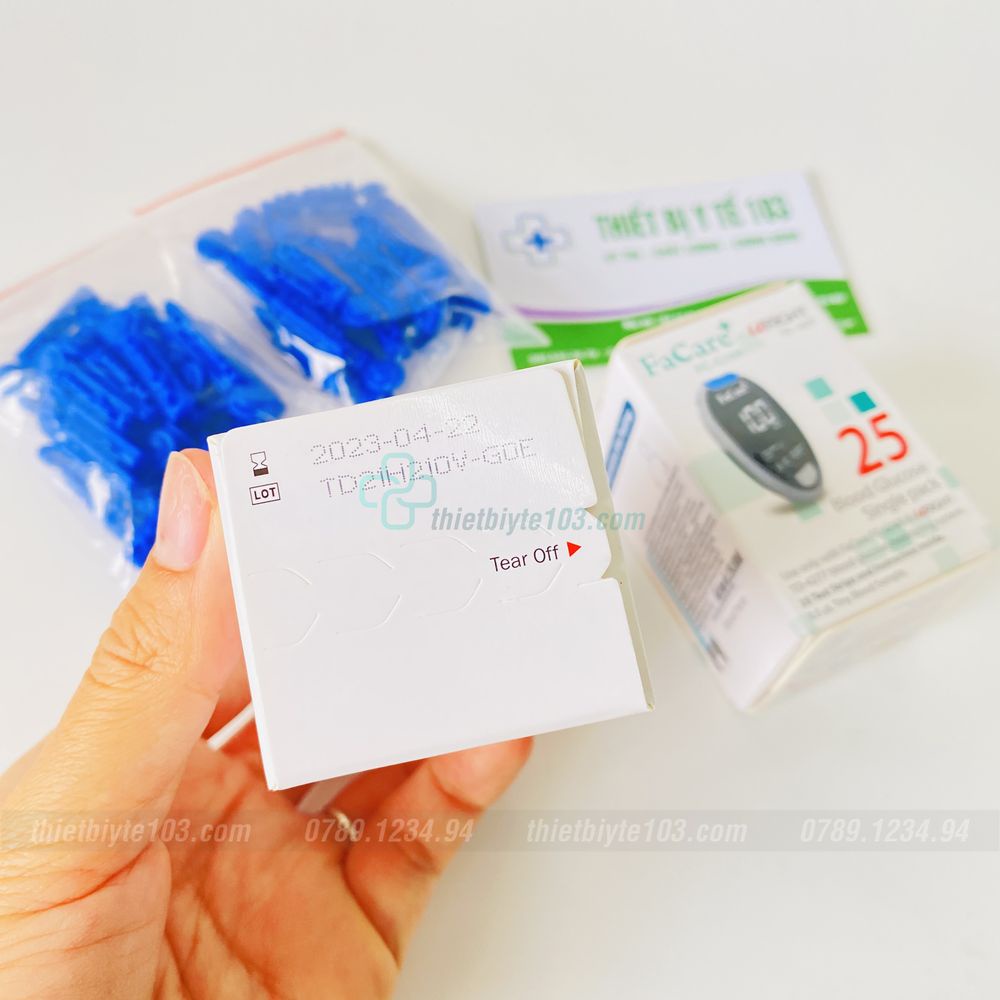 Que Thử Đường Huyết FACARE Dùng Cho Máy Đo G168/G1168 - Dùng Test Chỉ Số Đường Huyết - Đo Chính Xác - Date Mới