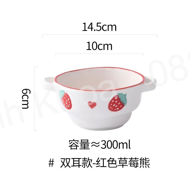 Bát đĩa gốm sứ decor bát có hai tai dùng ăn dặm, ăn cơm trang trí món ăn cực cute đáng yêu
