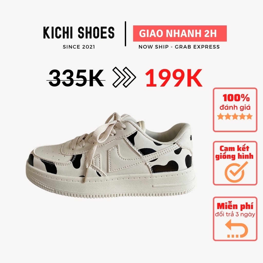 Giày thể thao nữ bò sữa ulzzang / Giày thể thao nữ Ulzzang bò sữa phong cách Hàn Quốc mã 2087 - Kichi Shoes