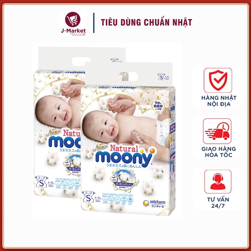 Bỉm Tã Dán Moony Natural,Bim dán nội địa Nhật size M32,L36,XL46 - Hàng Nhật Nội Địa