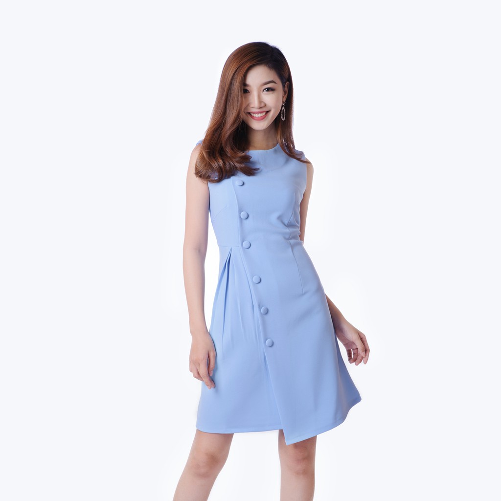 [Mã WABRWA15 giảm 15% đơn 300K] Đầm phối nút eo nhúng dễ thương thời trang Eden - D146 | BigBuy360 - bigbuy360.vn