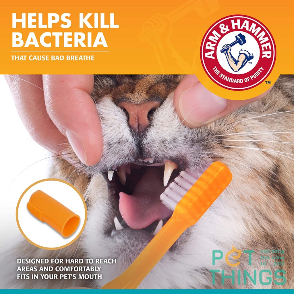 Bộ bàn chải + kem đánh răng cho mèo Arm &amp; Hammer Fresh Breath Dental Kit for Cats
