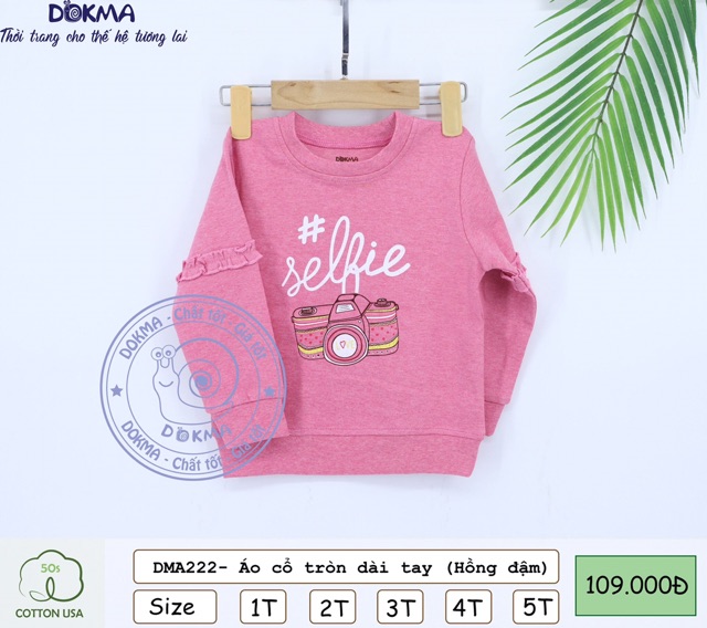 Dokma- Áo cổ tròn dài tay cotton chất nỉ da cá đẹp (1-5y) DMA222