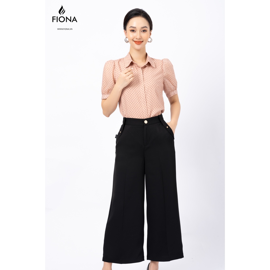 Quần Culottes Ống Suông Nữ Công Sở FIONA, Quần Âu Nữ Ống rộng túi chéo đính cúc trang trí  F351156