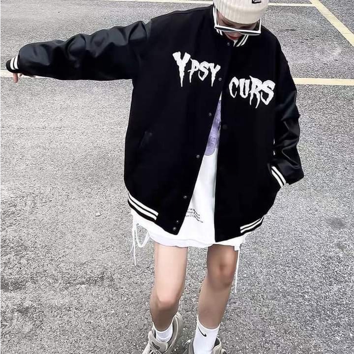 Áo khoác Bomber phối tay da PSY tay dao mềm bo dệt-70