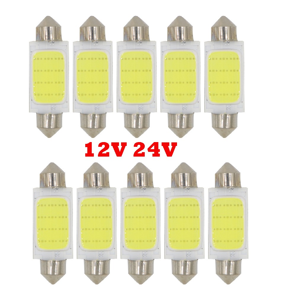 Bộ 10 Đèn Led Cob 1w 12chips Smd Led 31mm 36mm 39mm 41mm 12v 24v