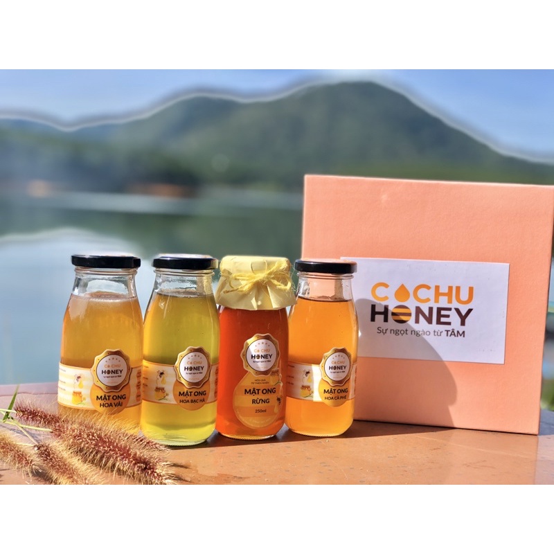 Combo quà tặng hộp 4 chai 4 loại mật ong.